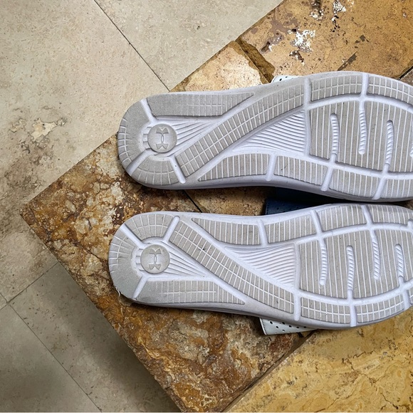 Under Armour Dark Blue and White Slides - Picture 2 of 6